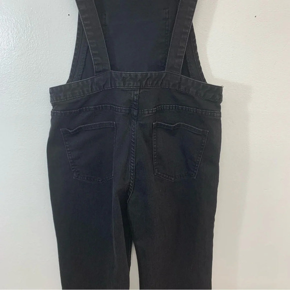 Denim Overalls Woman 28  Black Straight Crop Stretch Pockets  Mid Rise Y2K Retro - Picture 6 of 13